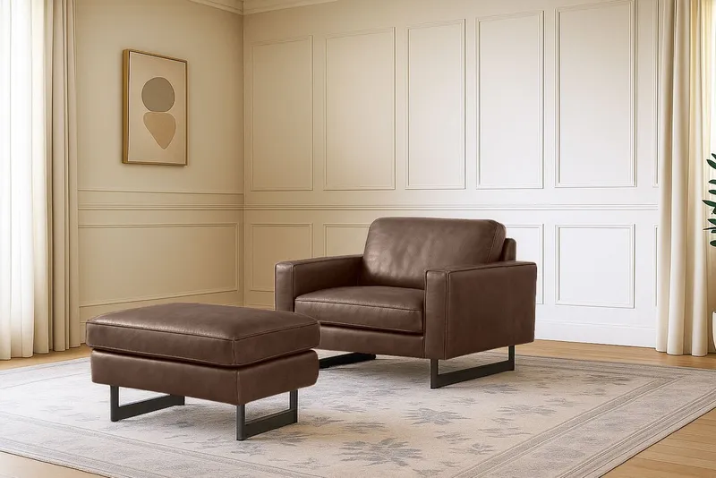OTTO home Loveseat Pinto 105 cm, Cord, Chenille, Lederoptik, mit Keder, Metallfüßen und auch in Cord Bezug erhältlich, Braun, – Produktbild 6 von 7