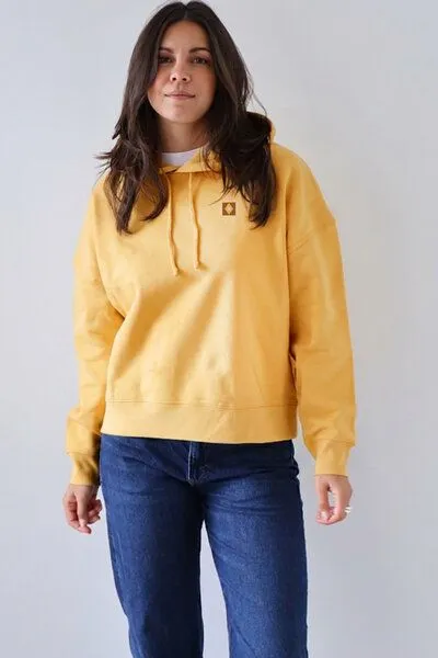 Kultgut Kultgut Boxy-Style - Hoodie- Innen flauschig / Little things are big, Warmgelb, – Produktbild 2 von 4