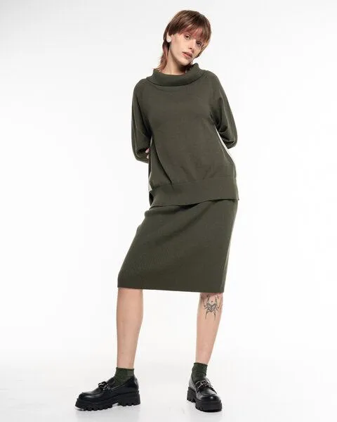 Alma & Lovis Alma & Lovis Rollkragenpullover aus Organic Cotton-Wool-Mix | Cot-Wool Tube, Salbei (dunkelgrün), – Produktbild 2 von 4