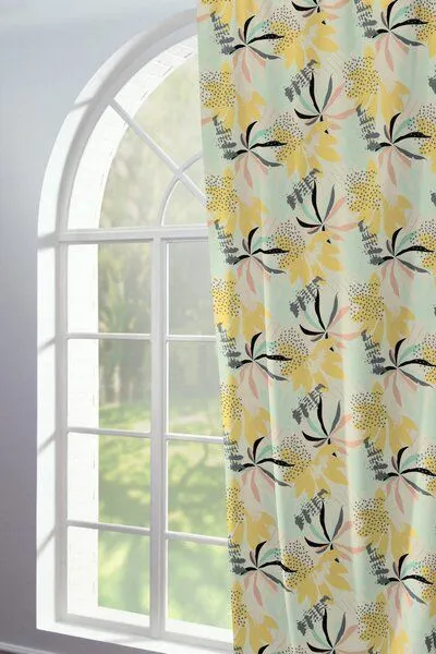Nature by Adam Nature by Adam Vorhang aus 100% Bio-Baumwolle - Made in Germany - Jungle, Gelb, – Produktbild 4 von 7