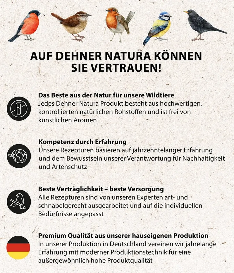 Dehner Natura Große Meisenknödel, ohne Netz, 30 Stück je 90 Gramm (2.7 kg), Hauptfutter für: Gartenvögel, Wildvogel, im Karton, hochwertiges Wildvogelfutter zur ganzjährigen Fütterung – Produktbild 4 von 5