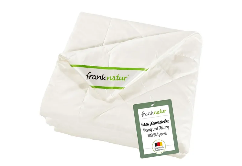 franknatur Naturfaserbettdecke Ganzjahresdecke Lyocell, Füllung: 100% Lyocell, Bezug: 100% Lyocell, temperaturausgleichende Mono-Ganzjahresdecke, Weiß, – Produktbild 1 von 5