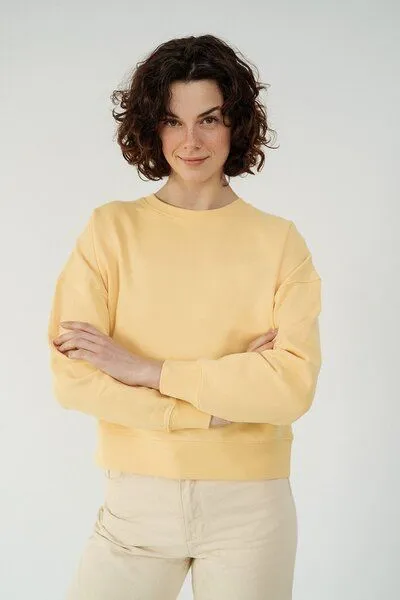 Kultgut Kultgut Goodness Sweater 100% Bio-Baumwolle - Ein schöner Allrounder im Boxistyle, Gelb, – Produktbild 2 von 3
