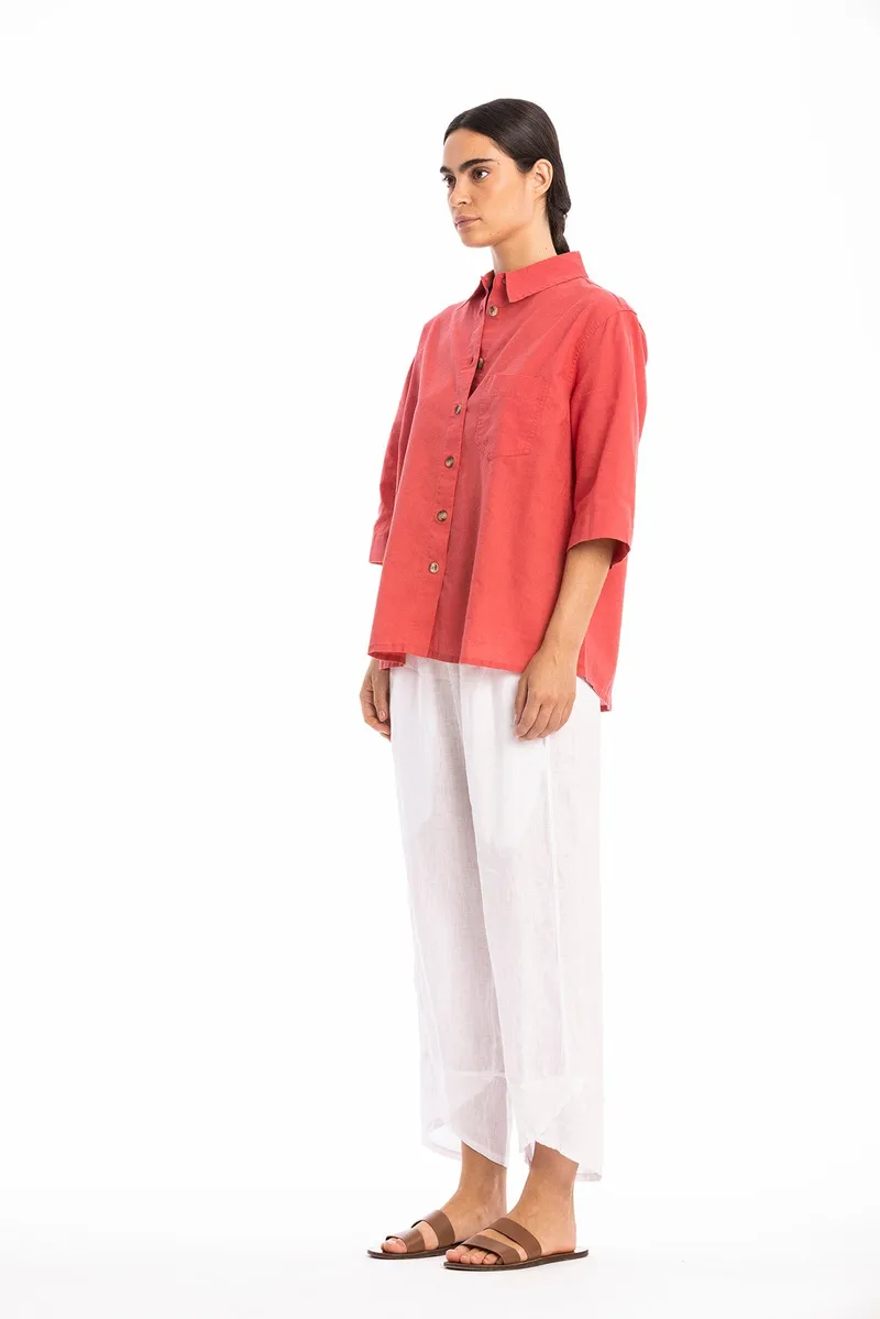 RAVENS VIEW IBIZA RAVENS VIEW IBIZA Damen vegan Hemd Summer Pocket Tonrot, Hellrot, – Produktbild 2 von 2
