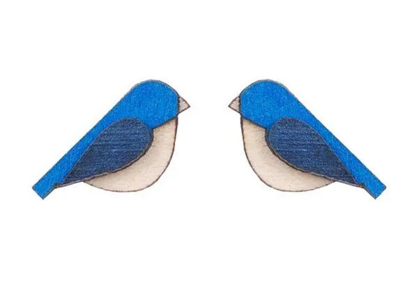 BeWooden BeWooden Holzohrringe Blue Bird Vogelmotiv – Produktbild 1 von 4