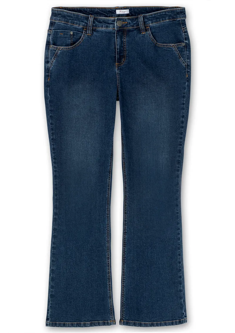 sheego Bootcut-Jeans dark blue denim, Dark blue denim, – Produktbild 1 von 2