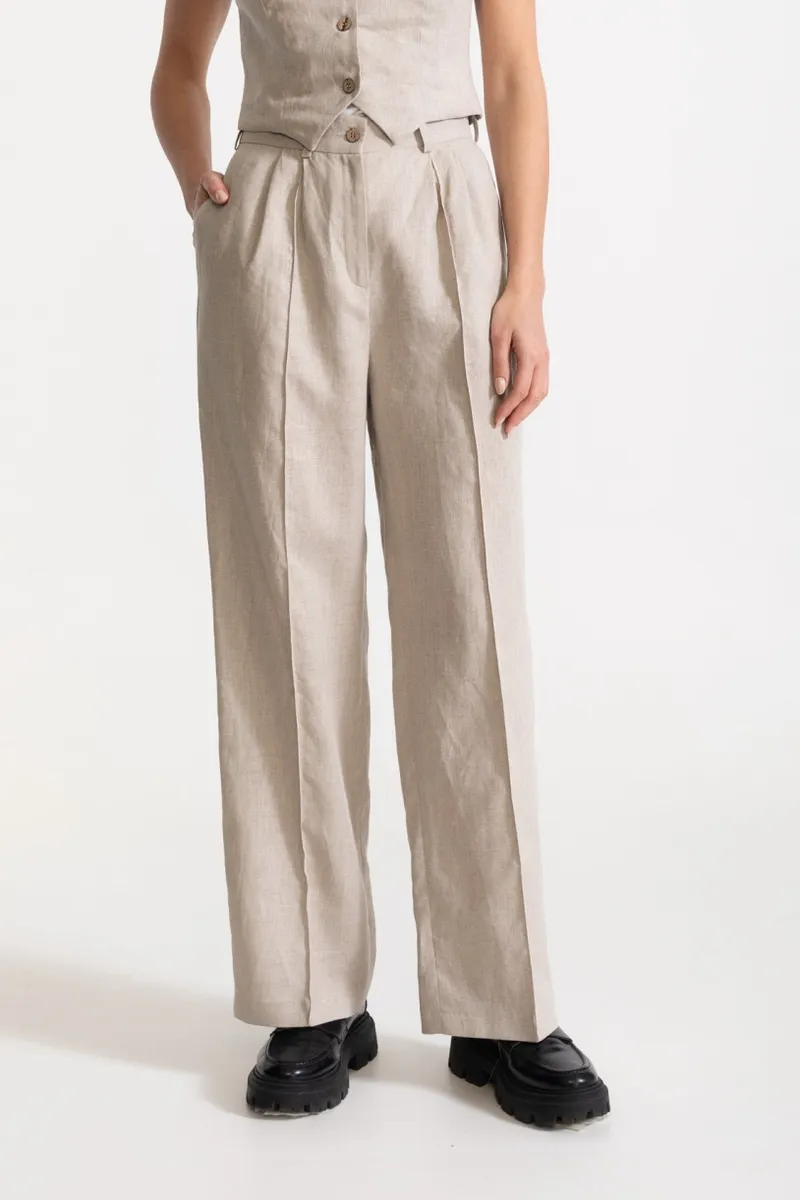 De IONESCU De IONESCU Damen vegan Hose Figa Leinen, Beige, – Produktbild 2 von 2