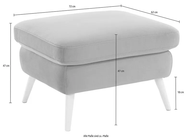 exxpo - sofa fashion Hocker Scandi bequem und elegant mit hohem Holzfuß, bequem und elegant mit hohem Holzfuß, Grau, – Produktbild 4 von 5