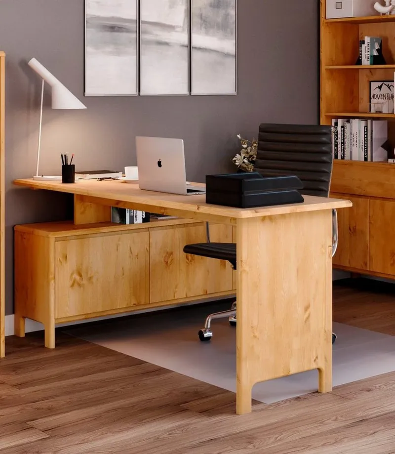 OTTO home Schreibtisch Luven, aus Massivholz, in 2 Breiten, variable Nutzung als Schreibtisch oder Eckschreibtisch, Beige, – Produktbild 7 von 8