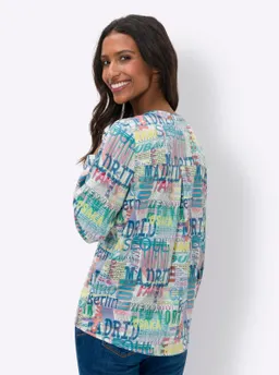 heine Druckbluse weiß-royalblau-bedruckt – Produktbild 1 von 1
