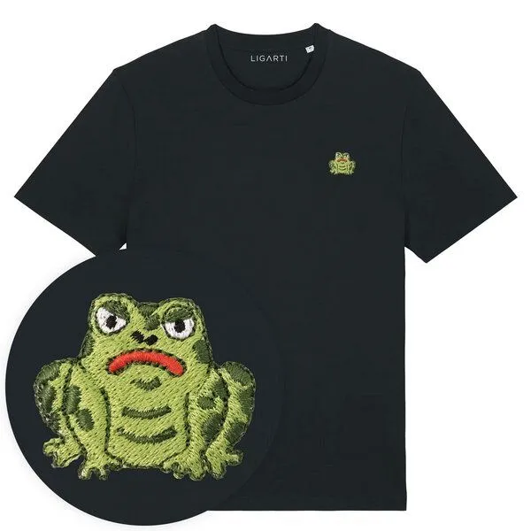 LIGARTI Besticktes T-Shirt – Gretel die Kröte – LIGARTI Tiermanufaktur, Schwarz, – Produktbild 1 von 4
