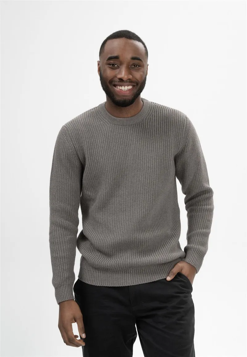 MELA MELA Strickpullover RAVI aus 100% Bio-Baumwolle, Bear melange, – Produktbild 1 von 4