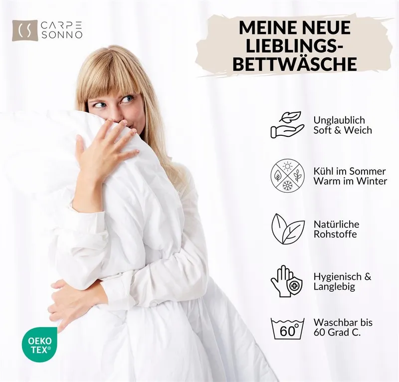Carpe Sonno Bettwäsche TENCEL™ Lyocell kühlende Bettwäsche 135 x 200 155 x 220 uni einfarbig, Lyocell, 2 teilig, OEKO-TEX Bettbezug seidenähnlich, natürlicher Rohstoff, Grün 135x200, Grün, – Produktbild 3 von 5