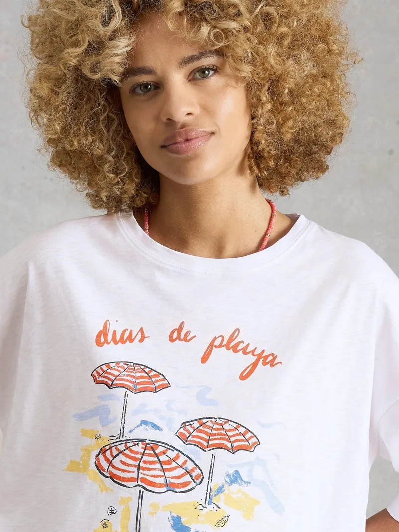 White Stuff Grafik-T-Shirt Katya - 38, Weiß print, – Produktbild 3 von 4