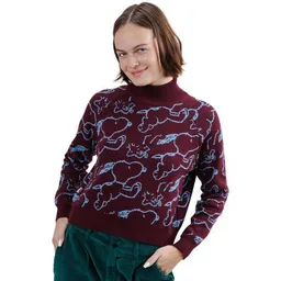 Brava Fabrics Brava Fabrics Strickpullover Peanuts Jacquard Chocolate – Produktbild 1 von 1