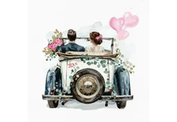ti-flair Papierserviette, Servietten Papier 33x33cm 3-lagig Just Married Auto Motiv 20 Stück – Produktbild 1 von 1