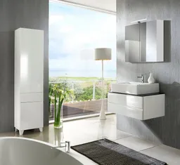 byLIVING Waschbeckenschrank Shape (1-St) für Aufsatzbecken mit asymetrischer Hochglanz Front, 2 Schubkästen – Produktbild 1 von 1