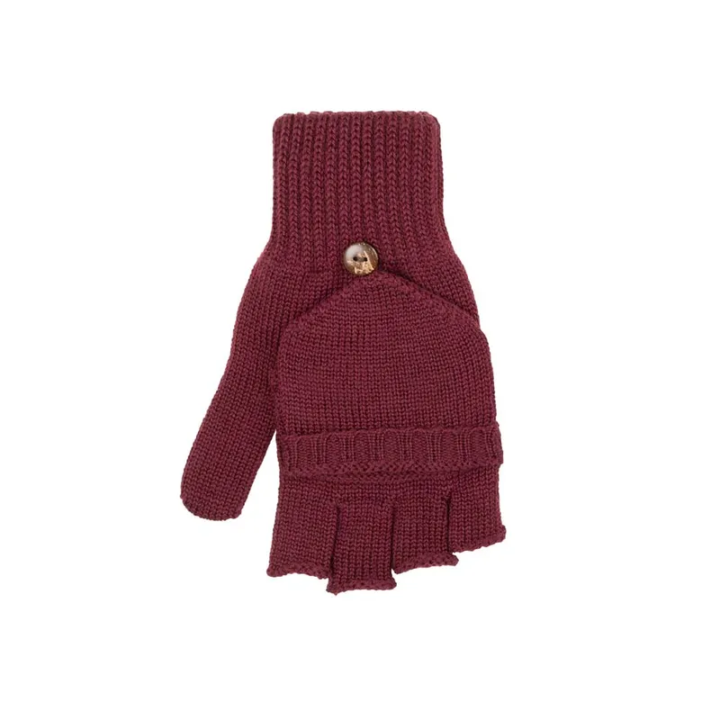 Pure Pure Merino-Halbfingerhandschuh GOTS, Burgund, – Produktbild 1 von 1