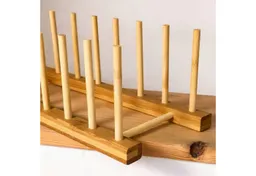 Koopman Geschirrständer Tellerständer Tellerablage Bambus Montage Bausatz, muss montiert werden, Küchenzubehör, Braun, Standsicher, Naturprodukt, Braun, – Produktbild 3 von 3