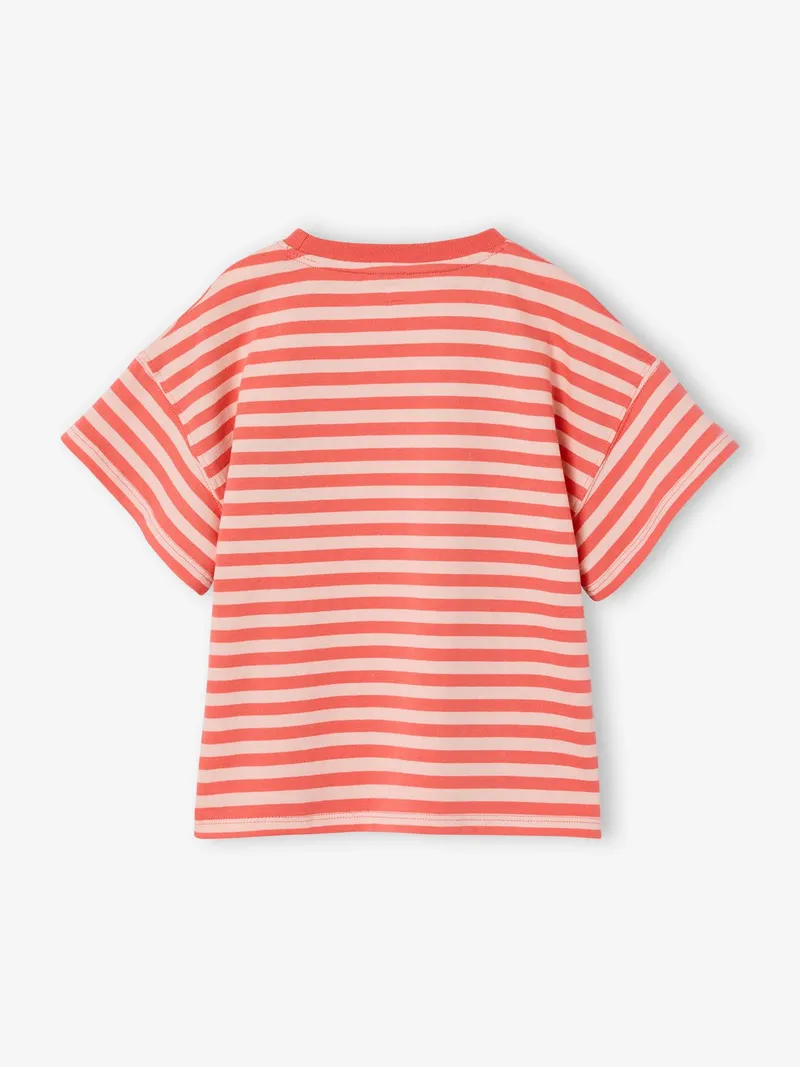 Vertbaudet T-Shirt Mädchen mit gesticktem Buchstaben, Koralle, – Produktbild 2 von 3
