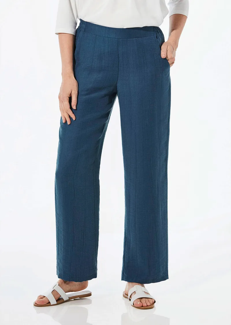 Goldner Weite Hose VERA mit leichtem Glanz - marine - Gr. 205 von Goldner Fashion, Blau, – Produktbild 1 von 3