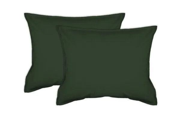 jilda-tex jilda-tex 2er Pack Kissenbezug in Stone-Washed Optik 100% Bio-Baumwolle Uni Made in Green 45x45cm 50x50cm, Waldgrün, – Produktbild 1 von 4