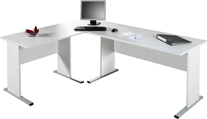 Schildmeyer Eckschreibtisch Serie 200, Eckschreibtisch, Made in Germany, B: 350 cm, Solide Verarbeitung - Dieses Produkt ist in Deutschland gefertigt, Weiß, – Produktbild 2 von 4