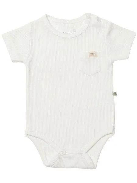 Biorganic Biorganic Waffle Smile Baby Kurzarmbody, Ecru, – Produktbild 1 von 4