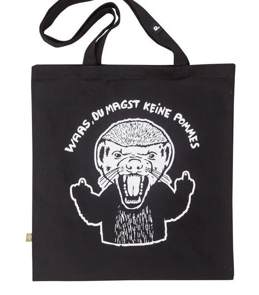 päfjes päfjes Honigdachs / du magst keine Pommes? - Feste Baumwolltasche 340 – Produktbild 1 von 2
