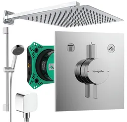 Hansgrohe und Jowi Duscharmatur DuoTurn E Unterputz Duschsystem mit Kopfbrause, Regendusche (Unterputz-Duschsystem, Set) mit Brausestange, 650mm – Produktbild 1 von 1