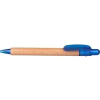 Memo PEFC-zertifizierter Holz-Druckkugelschreiber 'Prisma' mit blau transparenten Funktionsteil – Produktbild 1 von 1