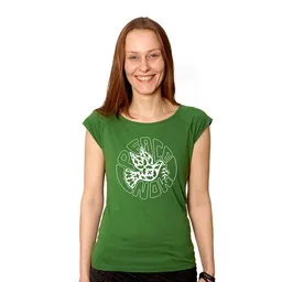 HANDGEDRUCKT HANDGEDRUCKT RESTPOSTEN "Peace now" Bamboo Frauen T-Shirt – Produktbild 1 von 1