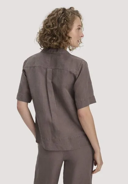 hessnatur hessnatur Bluse Relaxed aus TENCEL Lyocell mit Leinen, Mocca, – Produktbild 3 von 5
