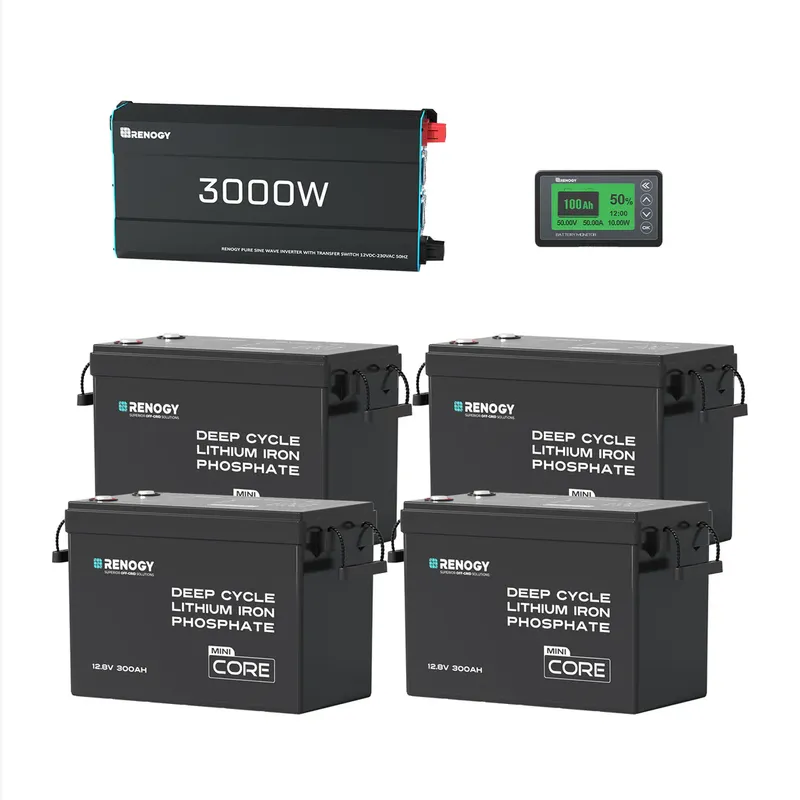Renogy DE 15,36 kWh Solaranlage | Core mini 4 x 300Ah Lithium Batterie, 3000W Wechselrichter, 60A MPPT Laderegler - inkl. 19% MwSt. / keine Solarmodule – Produktbild 1 von 2