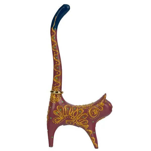 El Puente El Puente Deko-Katze / Ringhalter | Fair Trade & Handmade aus Indien, Rosa, – Produktbild 3 von 3