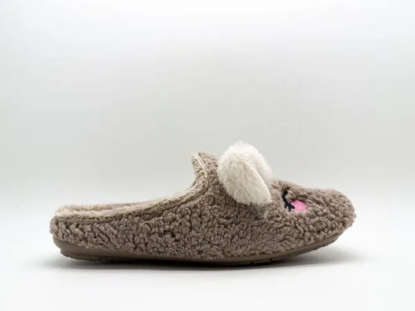 thies Veganer "thies ® Organic Rabbit Slipper" aus kuscheliger Biobaumwolle, Taupe, – Produktbild 2 von 4