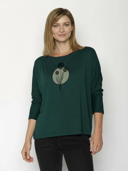 GreenBomb GREENBOMB Nature Allium Simper - Gemütliches Longsleeve aus Viskose (LENZING ECOVERO) Mix / hochwertiger Print / Fair & Vegan, Türkis (petrolgrün), – Produktbild 1 von 4
