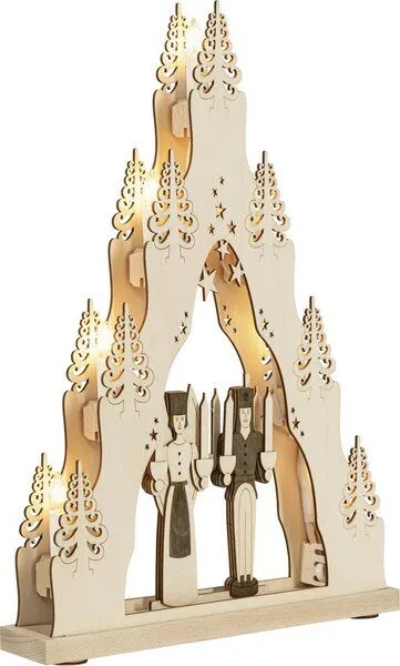 Weigla® Holzkunst Weigla® Holzkunst Moderne LED- Lichterspitze 7 flg. "Engel und Bergmann" NEU 2024 – Produktbild 3 von 4