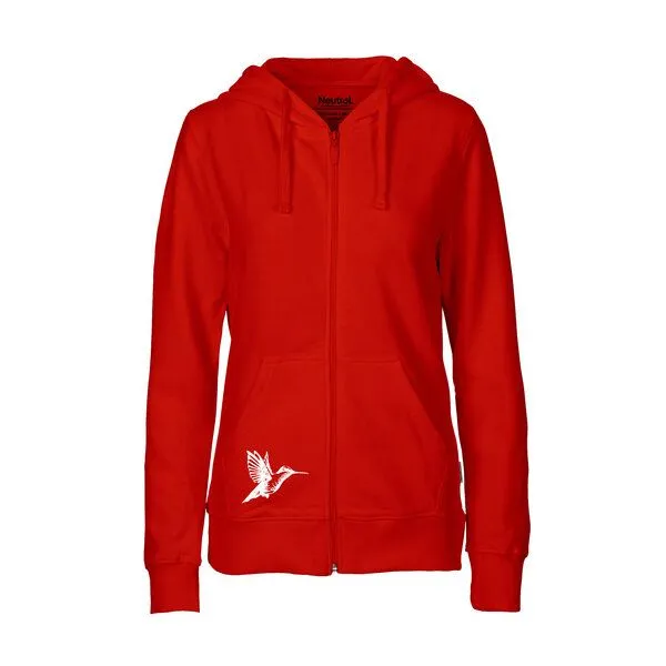 HANDGEDRUCKT HANDGEDRUCKT "Gartenfreude" Frauen Zip-HOODY aus reiner Biobaumwolle (kbA), Red, – Produktbild 2 von 4