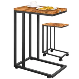 Casaria® Beistelltisch Schwarz unterfahrbar 50x35x65/70cm mobil Rollen mit Bremse – Produktbild 1 von 1