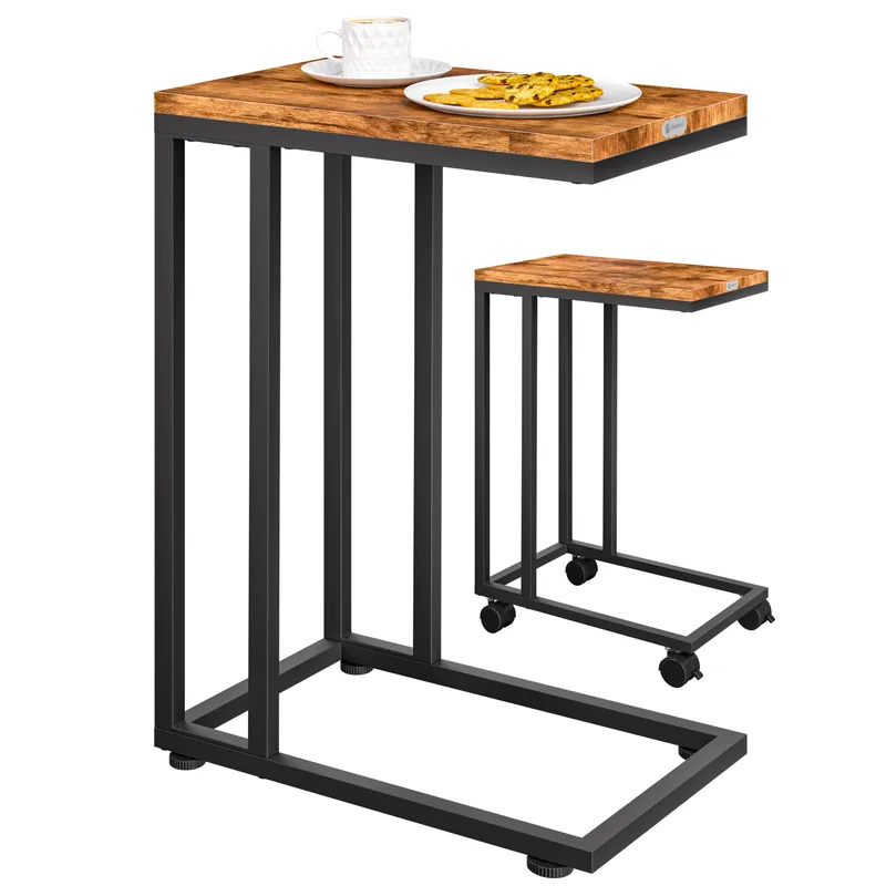 Casaria® Beistelltisch Schwarz unterfahrbar 50x35x65/70cm mobil Rollen mit Bremse, Schwarz, – Produktbild 1 von 2