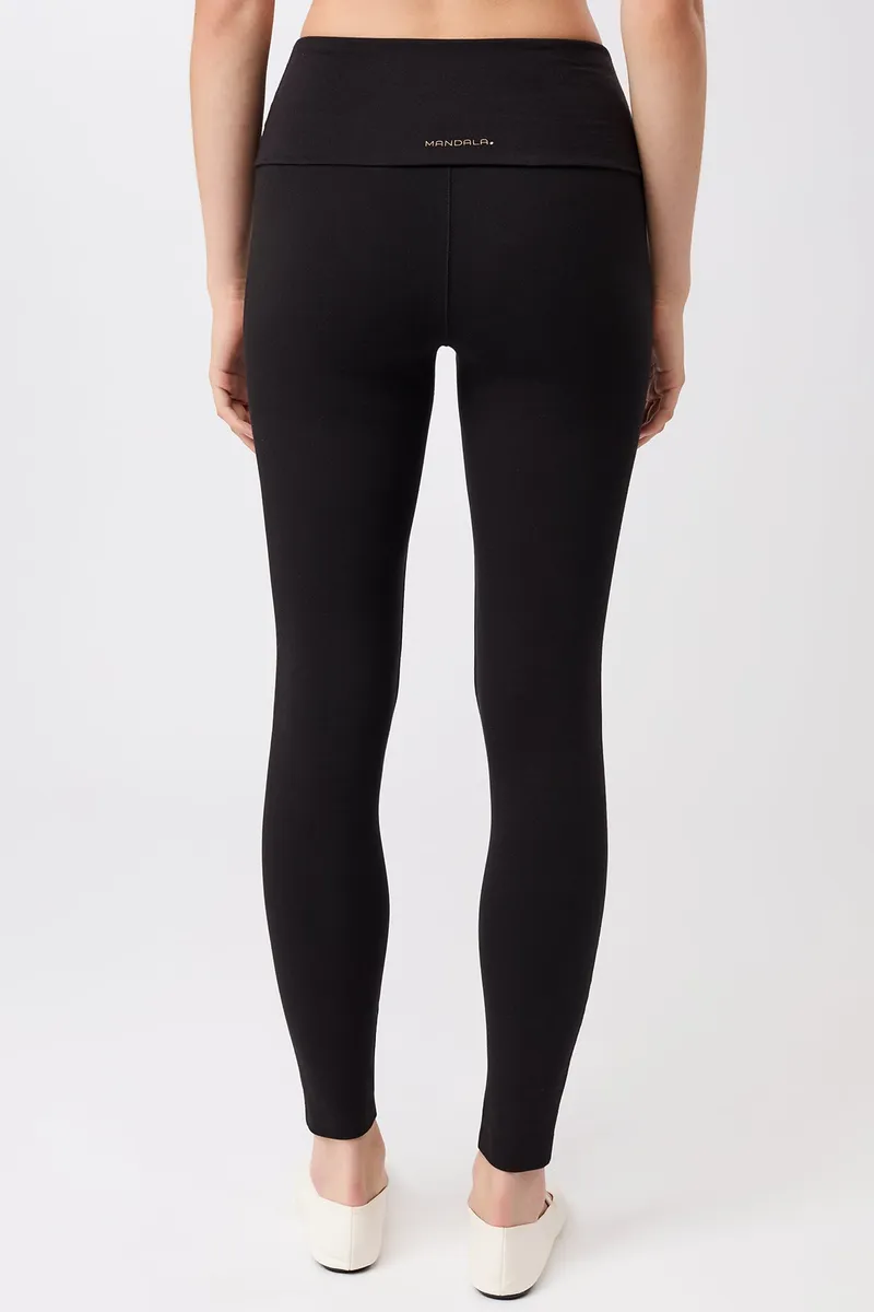 mandala MANDALA Damen vegan Leggings Rolldown Schwarz, Schwarz, – Produktbild 2 von 2