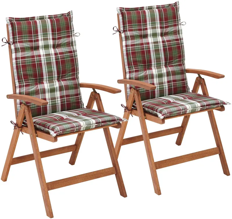 Merxx Merxx Gartenstuhl Borkum (Set, 2 St), Eukalyptus, verstellbar, braun, inkl. Auflage, Braun, – Produktbild 1 von 5