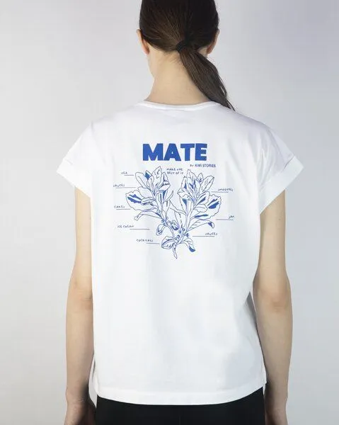 Kiwistories T-Shirt Kurzarm- 100%Org Baumwolle- Mate Print, Weiß, – Produktbild 1 von 2