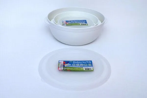 Biodora Biodora Bio-Schüsselset (3-teilig) – 0,5 L / 1,0 L / 2,0 L – Biokunststoff auf Stärkebasis – Ineinander stapelbar, Weiss, – Produktbild 3 von 4