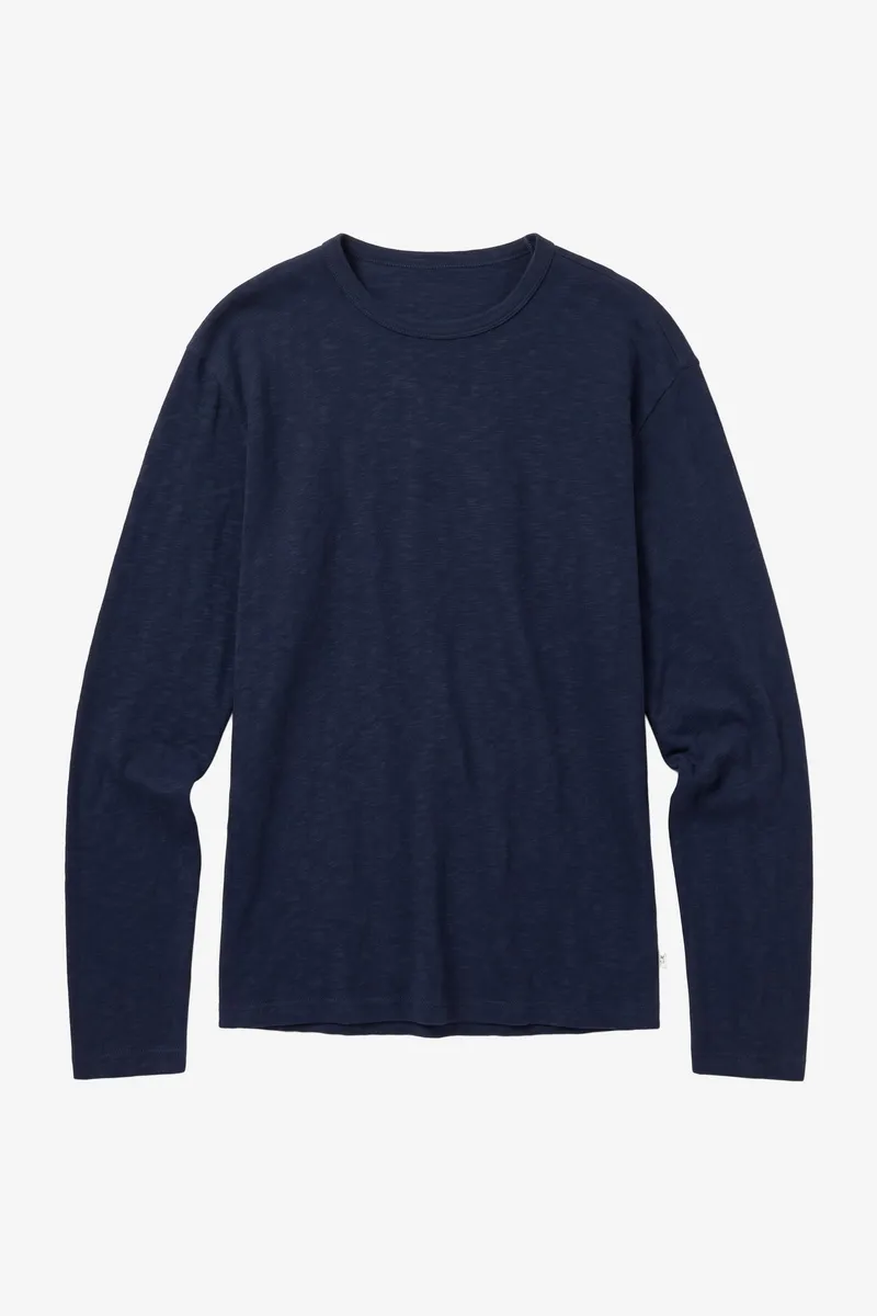 KnowledgeCotton Apparel KnowledgeCotton Apparel Herren vegan Langarm T-Shirt Slub Nachtblau, Blau, – Produktbild 1 von 2