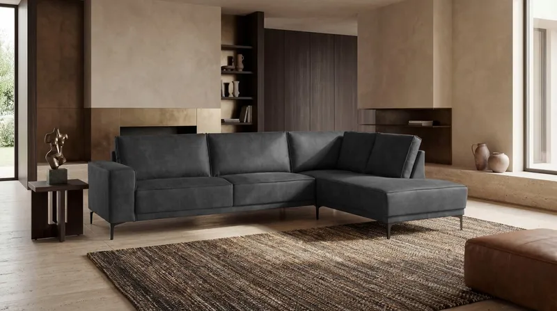 OTTO home Ecksofa OLAND Luxus-Microfaser L-Form, B: 289 cm, Skandi-Design, Grau, – Produktbild 2 von 5