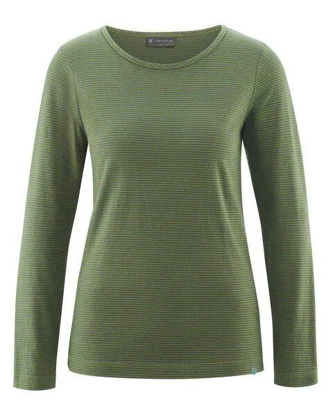 HempAge HempAge Gestreiftes Langarm Shirt Hanf/Biobaumwolle, Dove (blau), – Produktbild 3 von 4