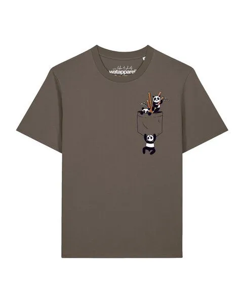 watapparel watapparel T-Shirt Unisex Pocket Pandas, Mocha, – Produktbild 1 von 2