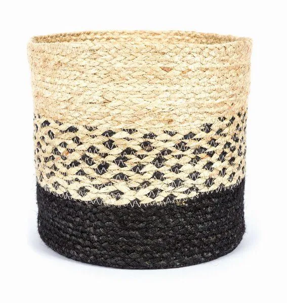 El Puente El Puente Korb | Fair Trade & Handmade aus Bangladesch, Natur,schwarz, – Produktbild 1 von 2